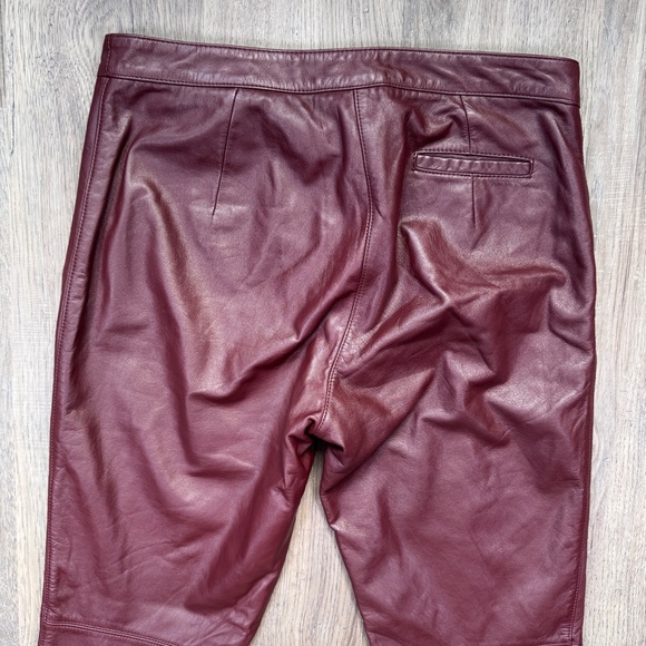 Laundry By Shelli Segal Burgundy Vintage Leather Flare Bootcut Pants - Size 4 - Picture 4 of 13